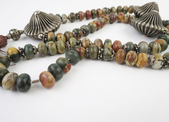 Heavy tribal ethnic necklace with old massive ste… - image 7