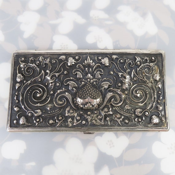 Antique 800 silver ornate repousse thistle design handmade 