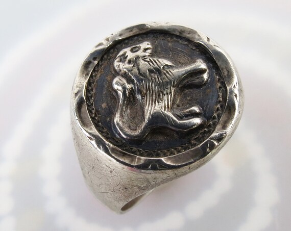 Vintage old Lion solid sterling silver everyday L… - image 4