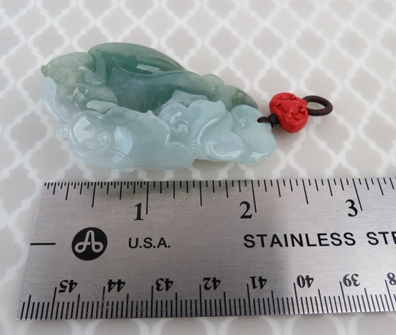 Fine type A natural translucent jade carved two t… - image 10