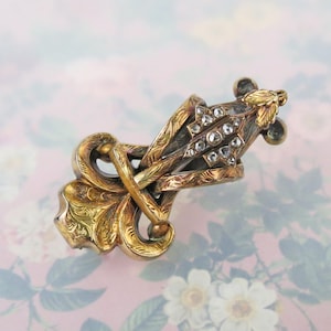 Antique 14k to 18k gold early Victorian pendant brooch with rose cut diamonds Reg 1845 Dixons London image 1