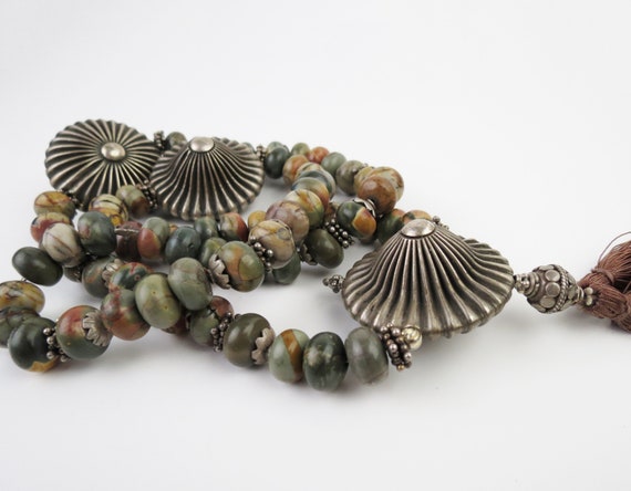 Heavy tribal ethnic necklace with old massive ste… - image 8