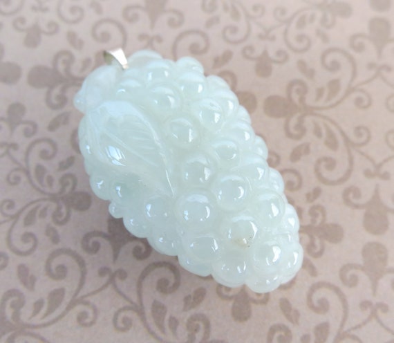 Translucent pale icy green clear natural jade car… - image 1