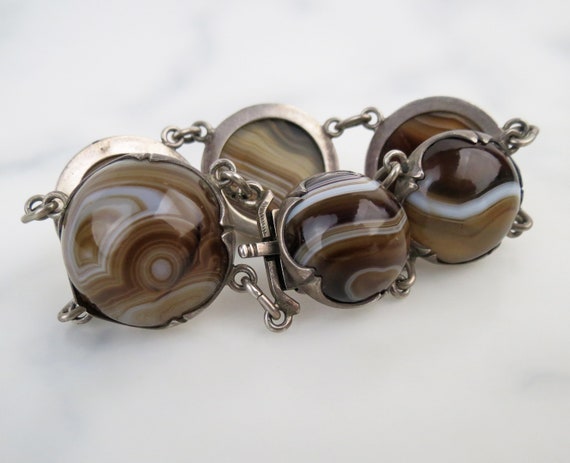 Antique Scottish brown white clear agate round ge… - image 9