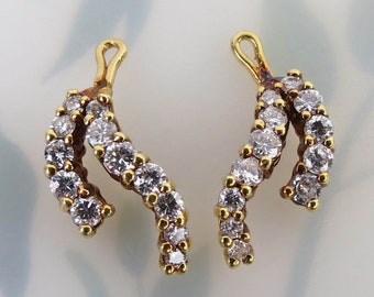 Vintage 14k yellow gold 24 diamond .65 ttl carat weight journey earring enhancer jackets