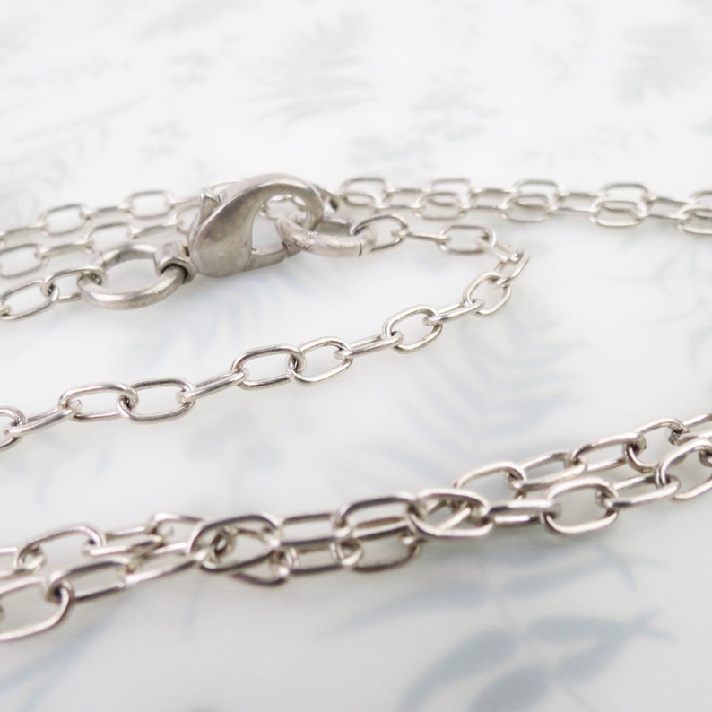 Vintage signed Devlin sterling silver amorphic modernist pendant and long chain necklace image 9