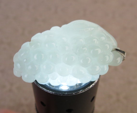 Translucent pale icy green clear natural jade car… - image 7