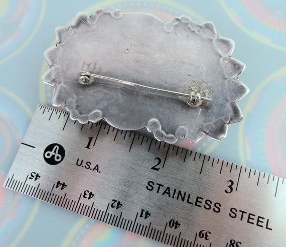 Vintage Native American Turquoise Brooch: Chunky … - image 8