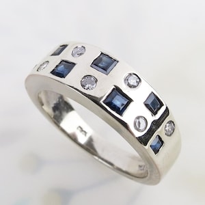 Effy 14k Weißgold Saphir Diamant Band Ring - Größe 6