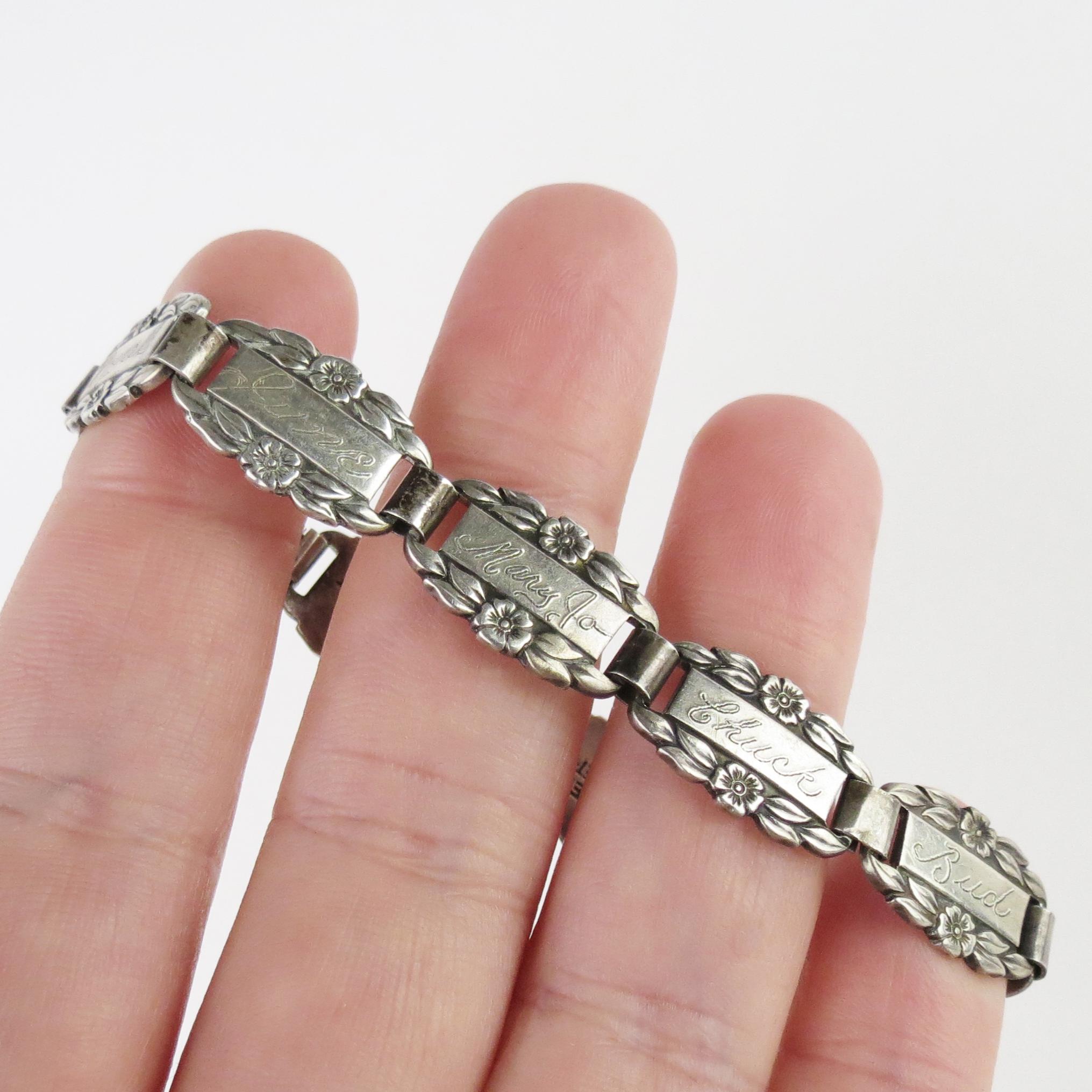 Vintage Art Deco Sturdy 1930s Forget Me Not Panel Link Sterling