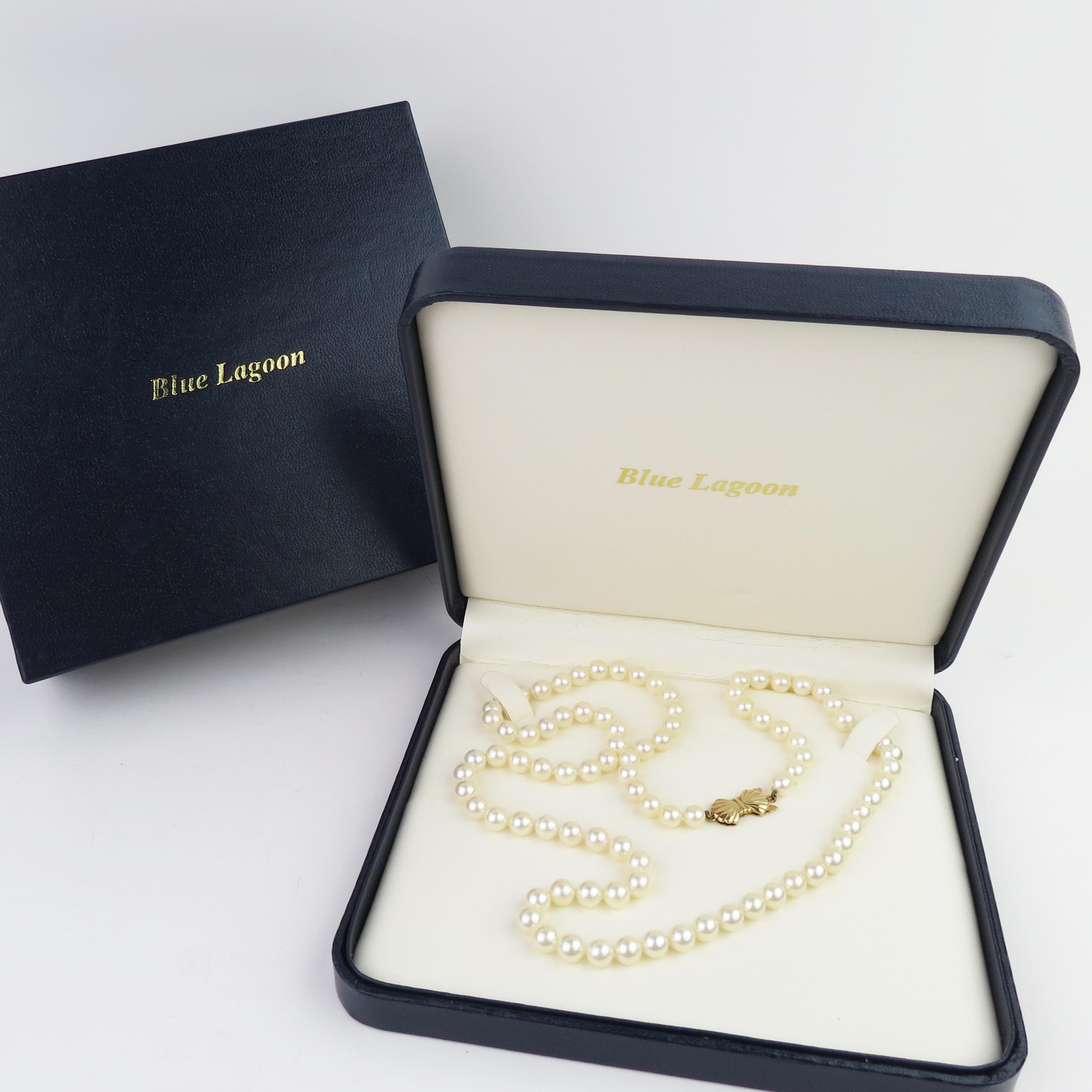 Blue Lagoon by Mikimoto 14k Yellow Gold 24 Inch Pearl Strand Necklace With Original Box and Guarantee Certificate Etsy UK