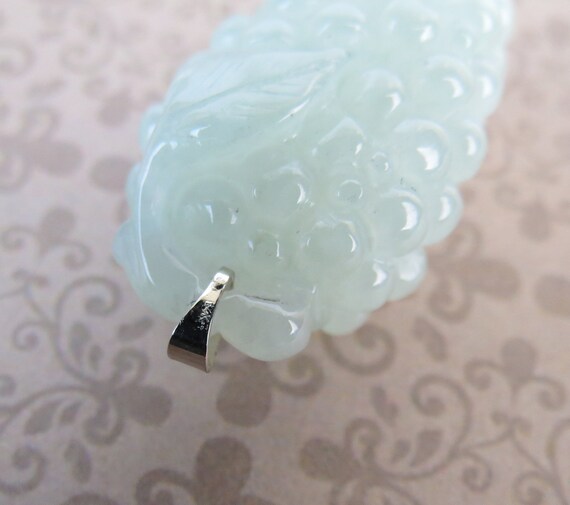 Translucent pale icy green clear natural jade car… - image 5