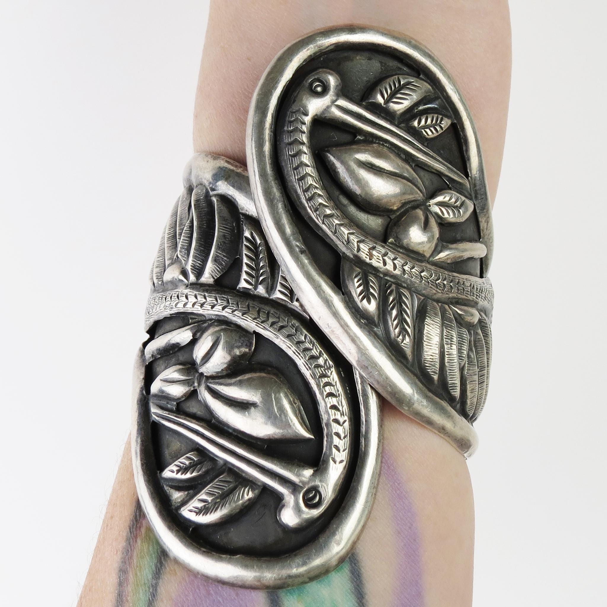 Unique Vintage Taxco Mexican Double Bird Stork Sterling Silver