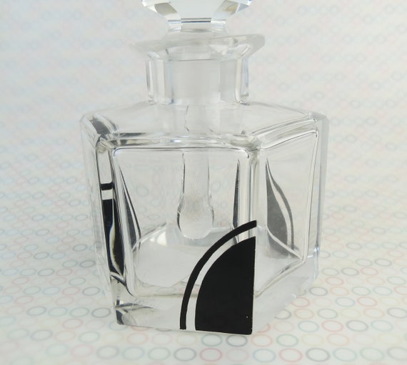 Vintage 1920s Art Deco crystal glass vanity or pe… - image 6
