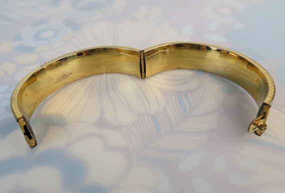 Antique Victorian Gold Filled chased enamel bangl… - image 6