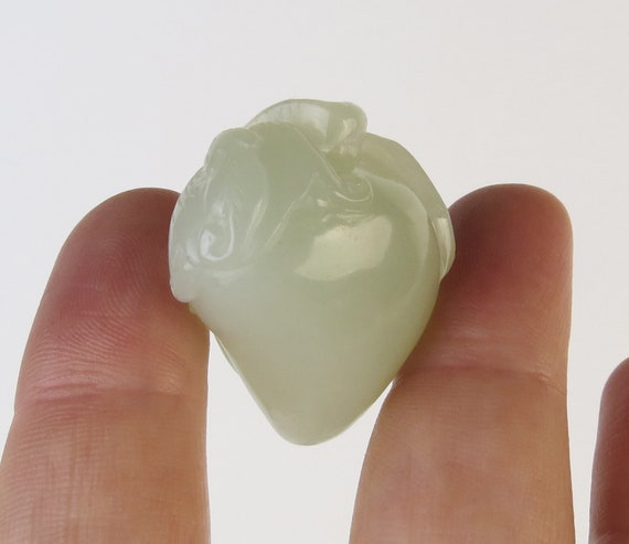 Pale green white perfect hand carved Hetian jade … - image 1