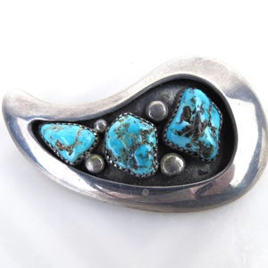 Frank Patania Sr Vintage Sterling Silver Turquoise Brooch