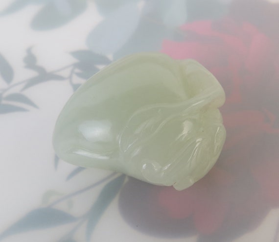 Pale green white perfect hand carved Hetian jade … - image 2
