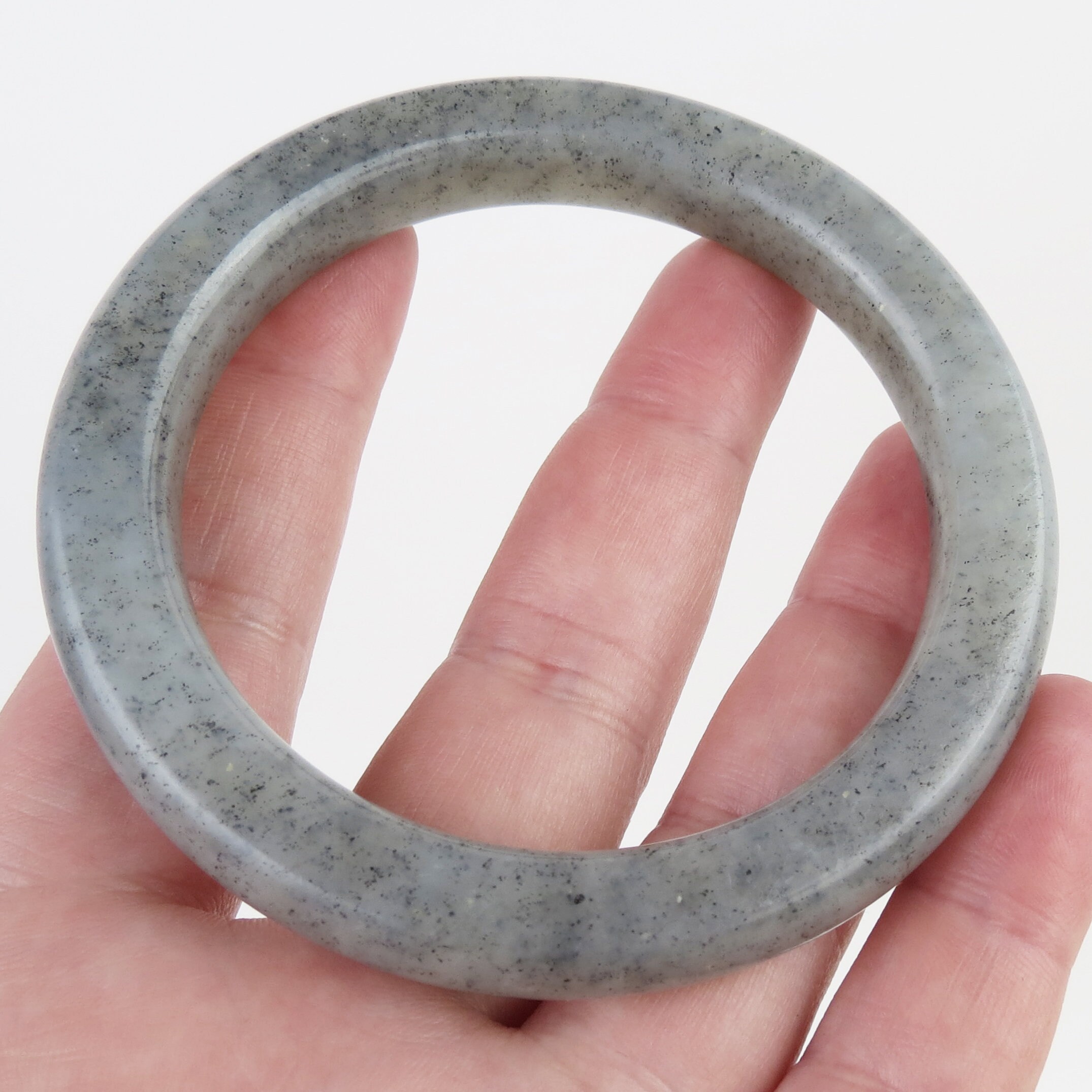 Very Fine Hetian Gray Nephrite Jade Hand Carved Bangle Bracelet 