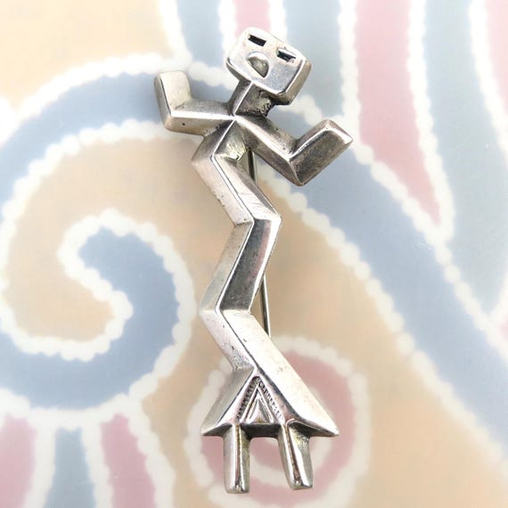 Native American Yei spirit deity figure sandcast vintage brooch