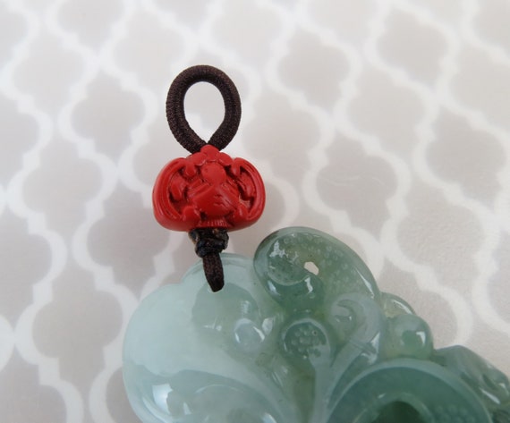 Fine type A natural translucent jade carved two t… - image 5