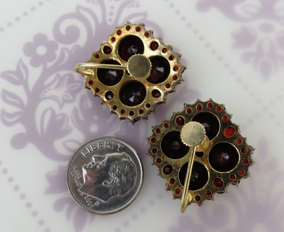 Vintage Rhodolite Garnet Earrings: 14k Yellow Gol… - image 10