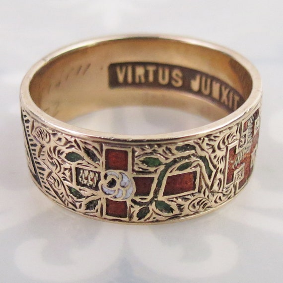 Antique 14k Gold Masonic Ring: Scottish Rite Doub… - image 4