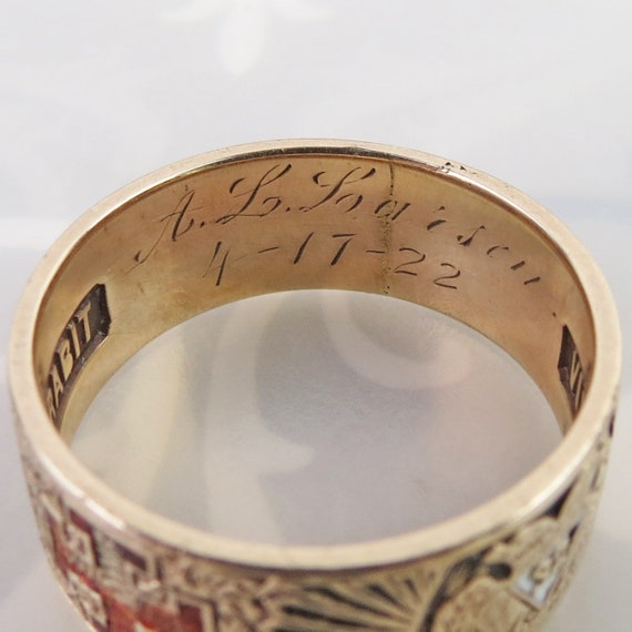 Antique 14k Gold Masonic Ring: Scottish Rite Doub… - image 3