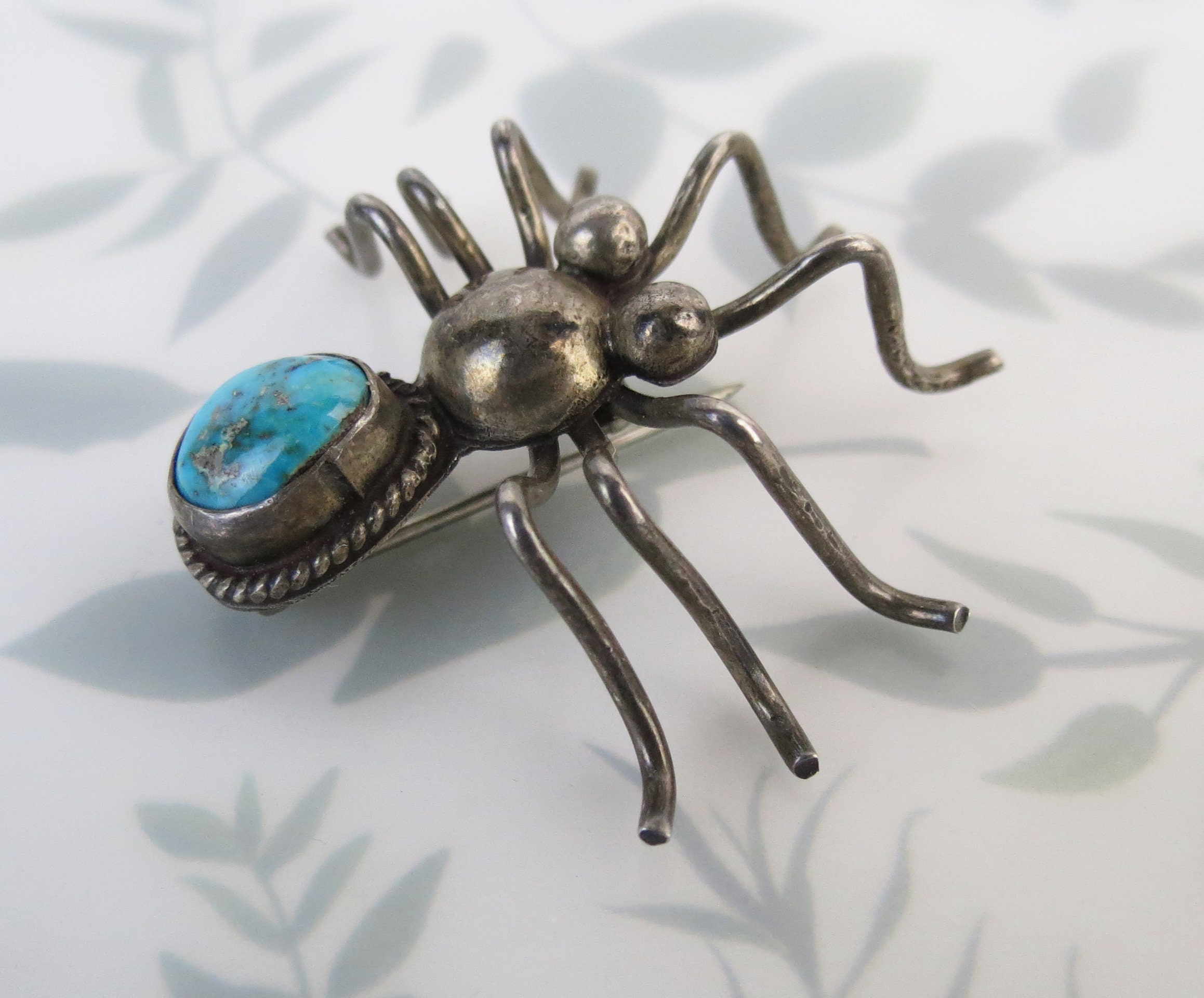 Vintage 1960s Sterling Silver Spider Brooch Selected by Lux