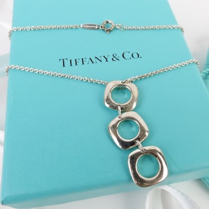 TIFFANY＆Co.　ティファニー　トリプル　スクエア　クッション　3連 Tiffany & Co Sterling Silver Triple Square Cushion Pendant Chain