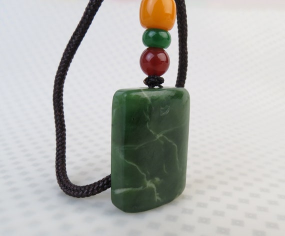 18 A Grade Natural Green Nephrite Jade Beads Necklace w/ Certificate  -D001073