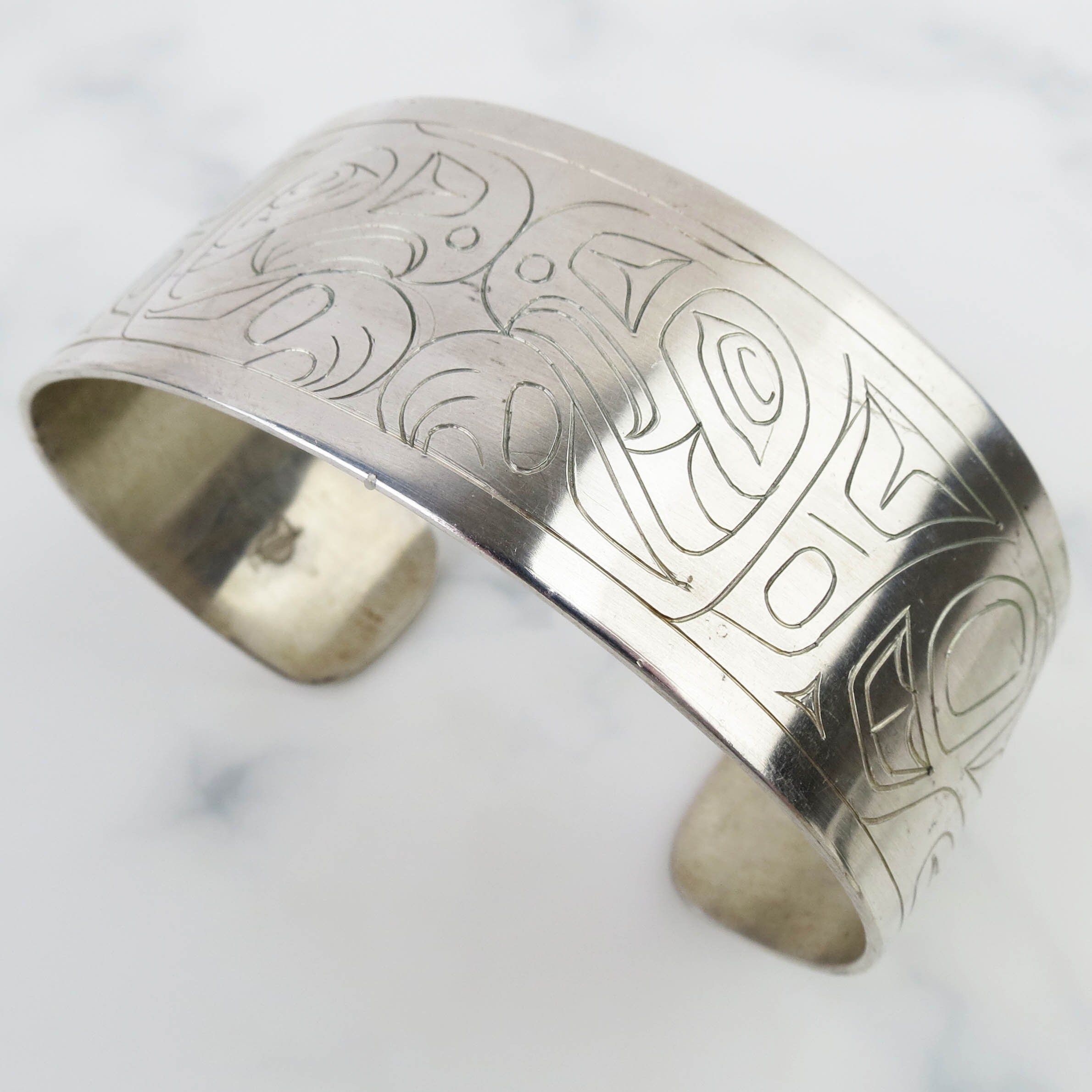 ヴィンテージ！Silver Wavy Cuff ブレスレット　#2 Vintage 1986 Sterling Silver Double Eagle Cuff Bracelet - Haida
