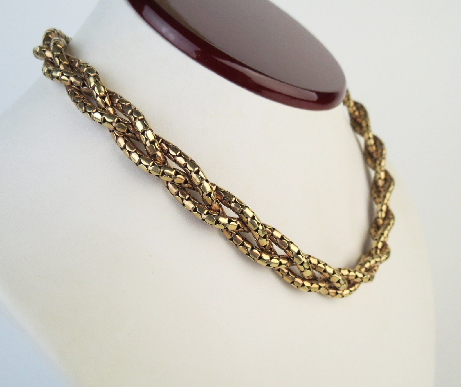 Vintage 1/20 12k Gold Filled Chain Necklace Bigney Braided 3 Etsy