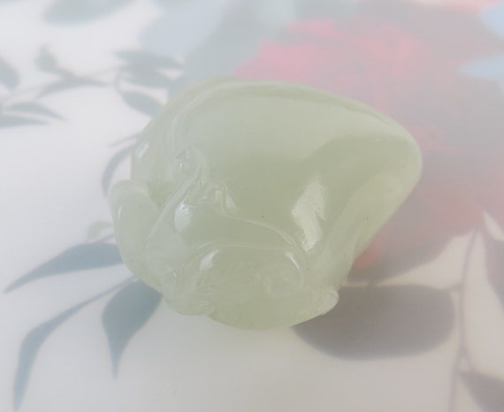 Pale green white perfect hand carved Hetian jade … - image 9