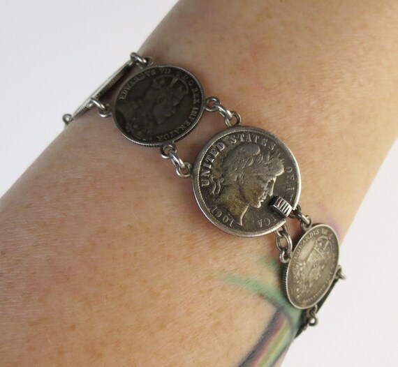 Antique Canadian Edward VII Sterling Silver Coins & US Barber Dime 