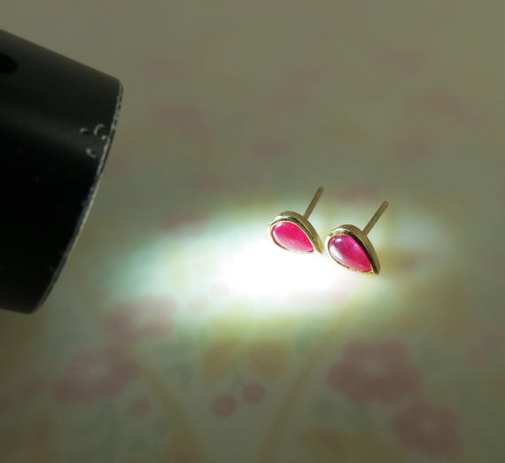 Natural red ruby teardrop small stud post earring… - image 7