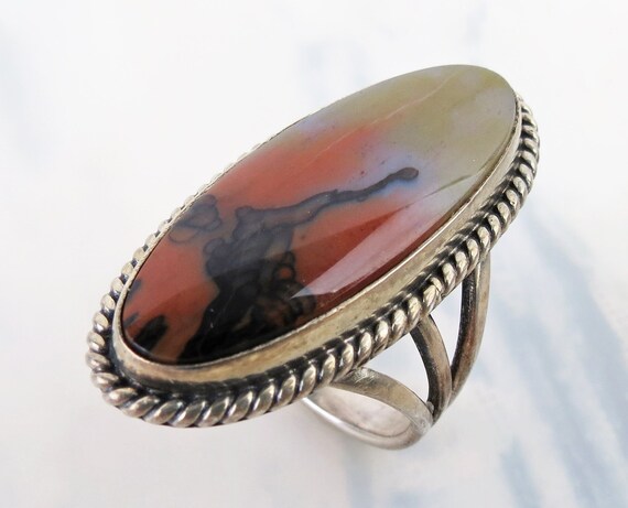 Natural Nature Scene Vintage Native American Navajo Petrified Wood Sterling Silver Bracelet Old Natural Nature Scene Vintage Native American Navajo Petrified Wood Sterling Silver Bracelet Old