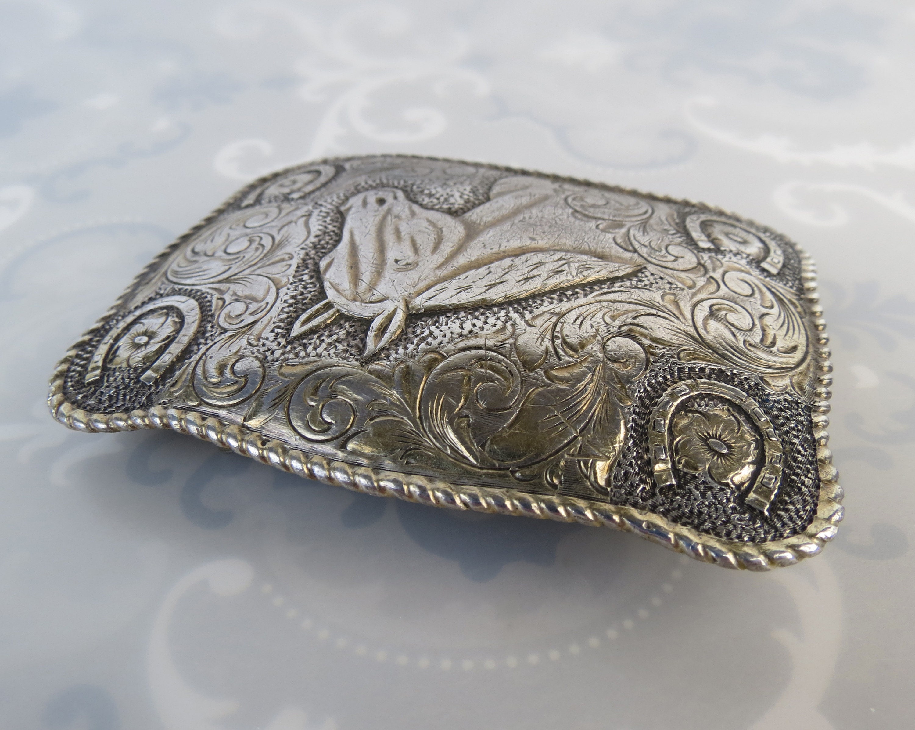 CRUMRINE vintage Belt Buckle 22 K gold on sterling silver. 