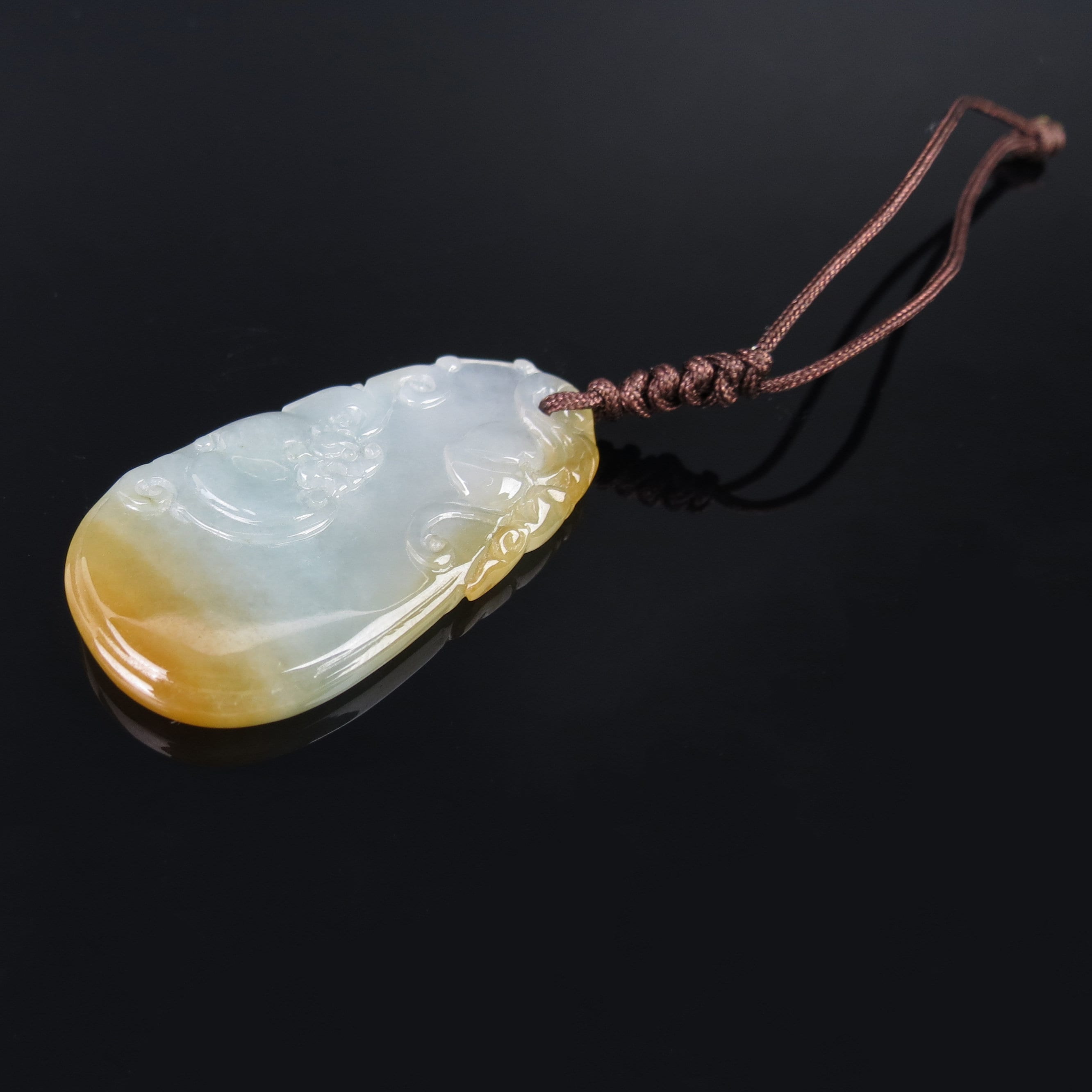 天然A型翡翠の淡い緑の蜂蜜色の二つの桃と如意の高級ペンダント - Etsy