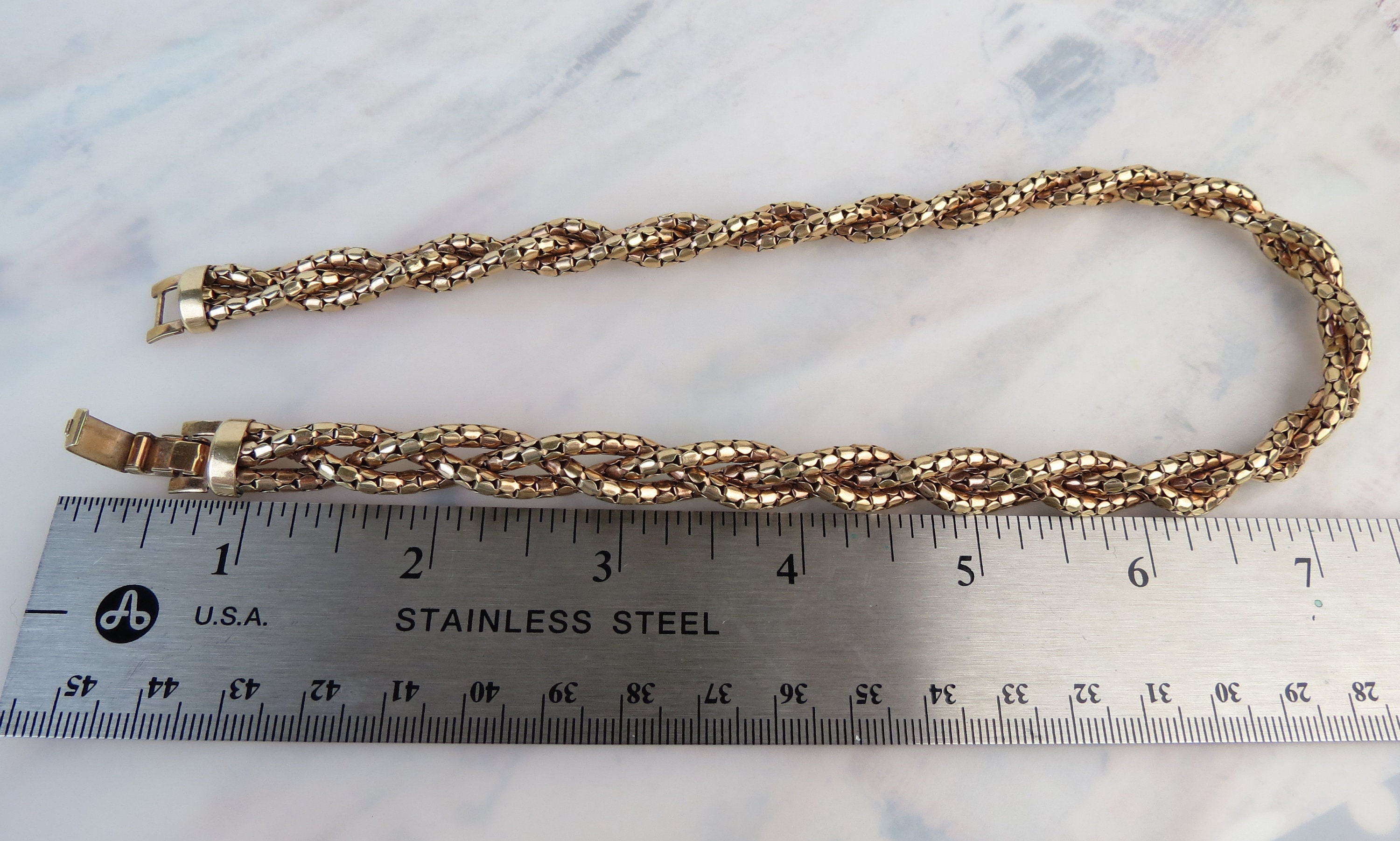 Vintage 1/20 12k Gold Filled Chain Necklace Bigney Braided 3 Etsy