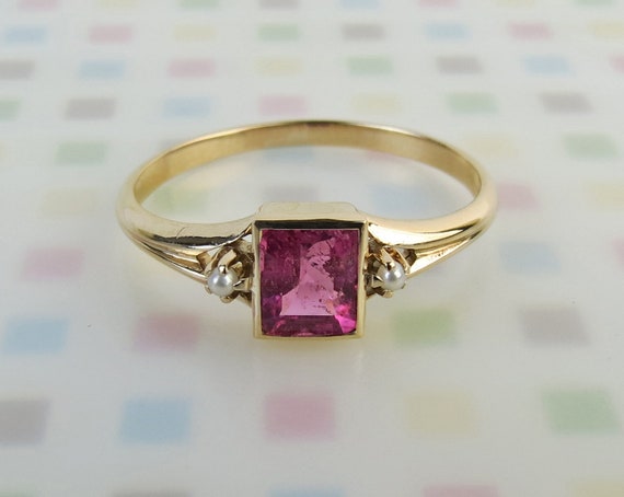 Darling natural pink rubellite petite seed pearl … - image 5