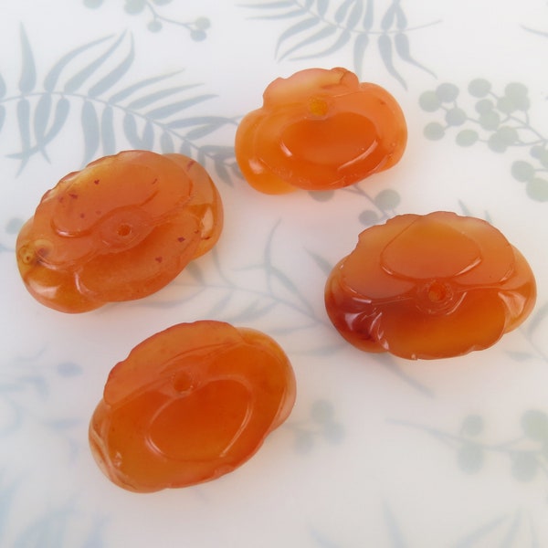 Antique Qing dynasty Chinese hand carved carnelian buttons lot of four