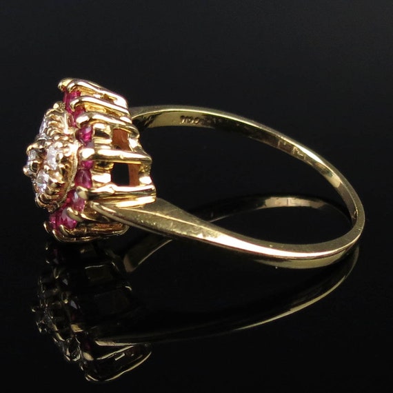 Natural red ruby halo heart diamond cluster cente… - image 6