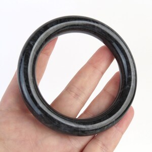 Natural black Jade bangle bracelet 59.2mm inner diameter 12.9mm wide
