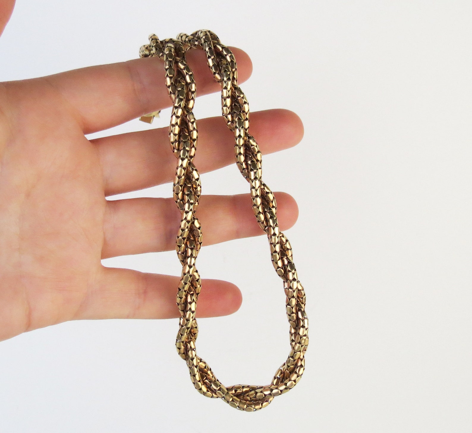 Vintage 1/20 12k Gold Filled Chain Necklace Bigney Braided 3 Etsy