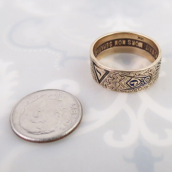 Antique 14k Gold Masonic Ring: Scottish Rite Doub… - image 9