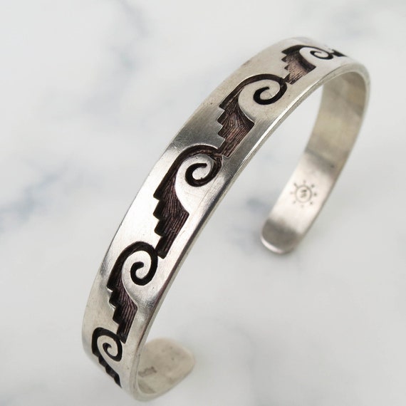 Magnificent Vintage Hopi Native American Geomtric Wave Sterling Silver Ring Magnificent Vintage Hopi Native American Geomtric Wave Sterling Silver Ring
