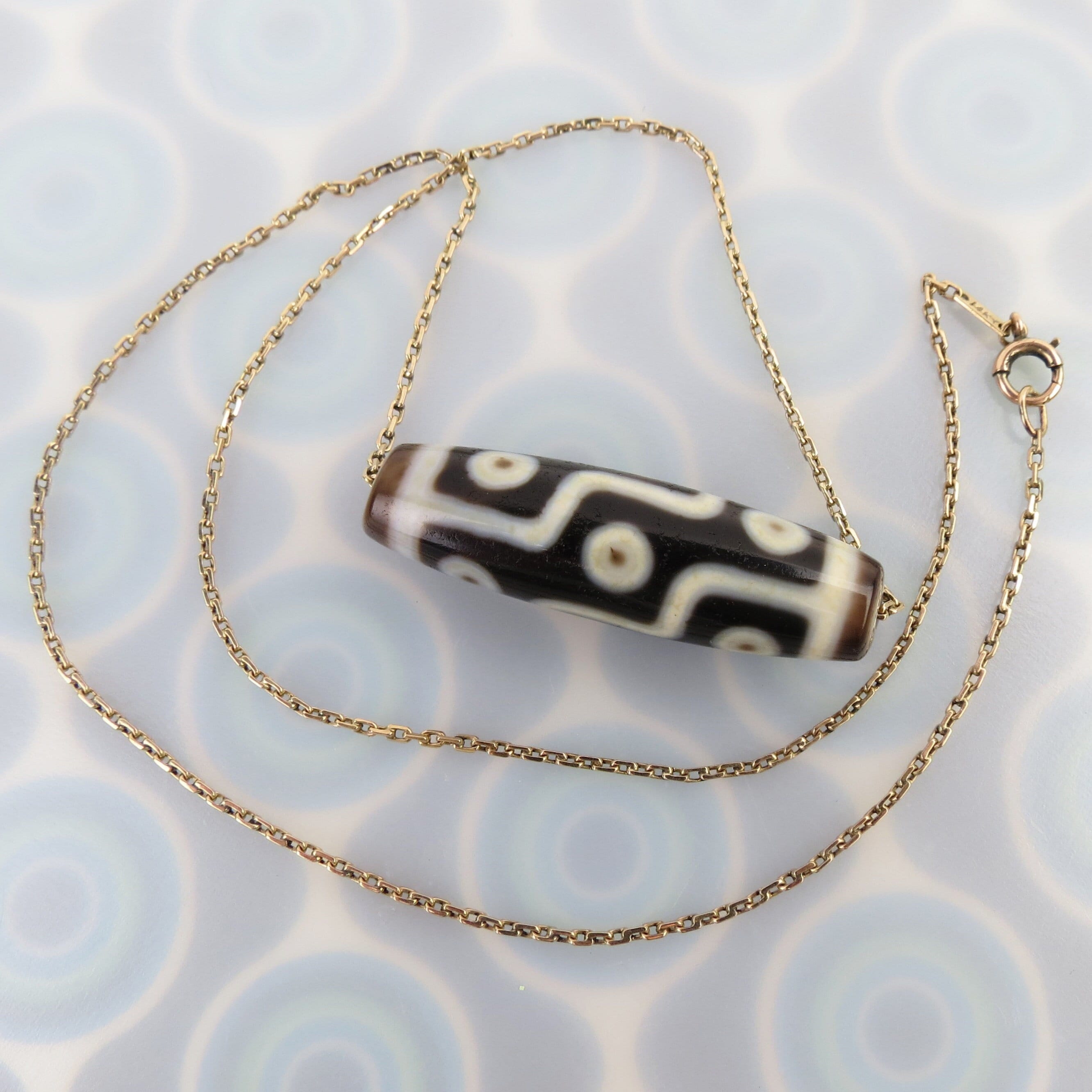 Fine 9 Eye Dzi Bead Traditional Tibetan Buddhist Amulet