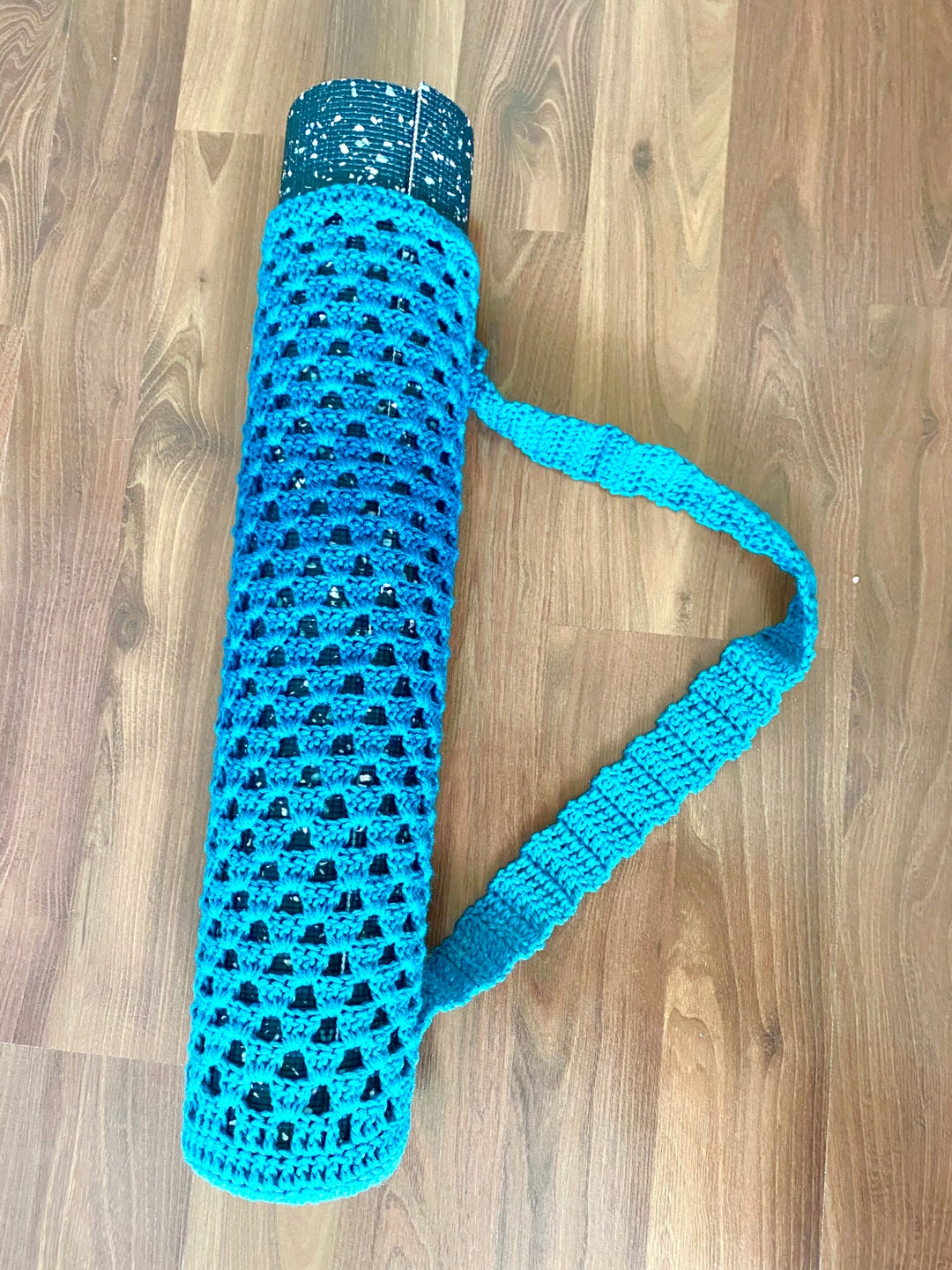 Teal Ombre Crochet Yoga Mat Bag Average Yoga Mat Size Etsy