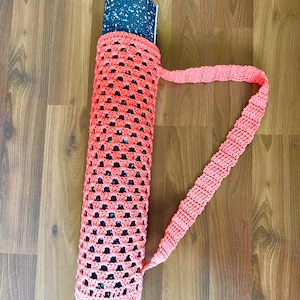 Light Pink Ombre Crochet Yoga Mat Bag - Average Yoga Mat Size